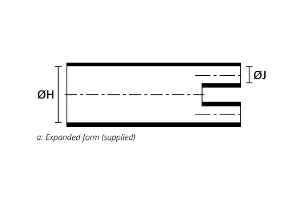 Technical drawing showing the expanded supplied form of a five way heat shrink outlet breakout boot