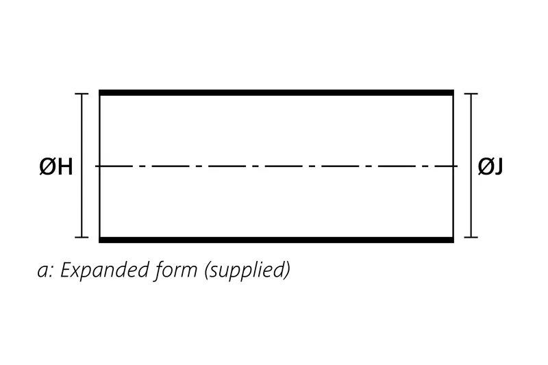 Expanded drawing of Helashrink 100 bottle shape heat shrink boot without rib before recovery