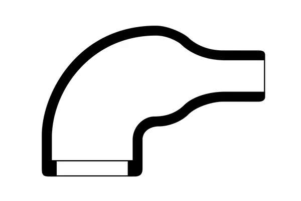 Diagram of Helashrink 1100 series right angle heat shrink shape with rib for MIL style cable strain relief