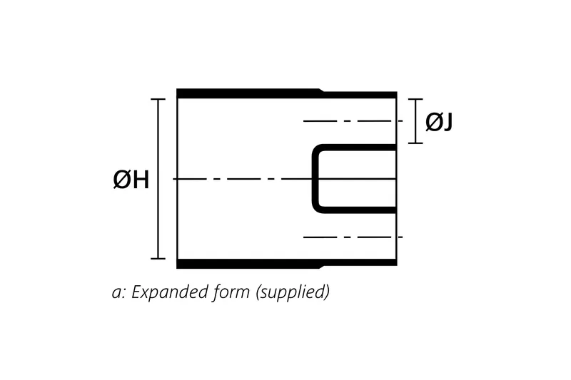 Technical drawing showing the expanded supplied form of a six way heat shrink outlet breakout boot