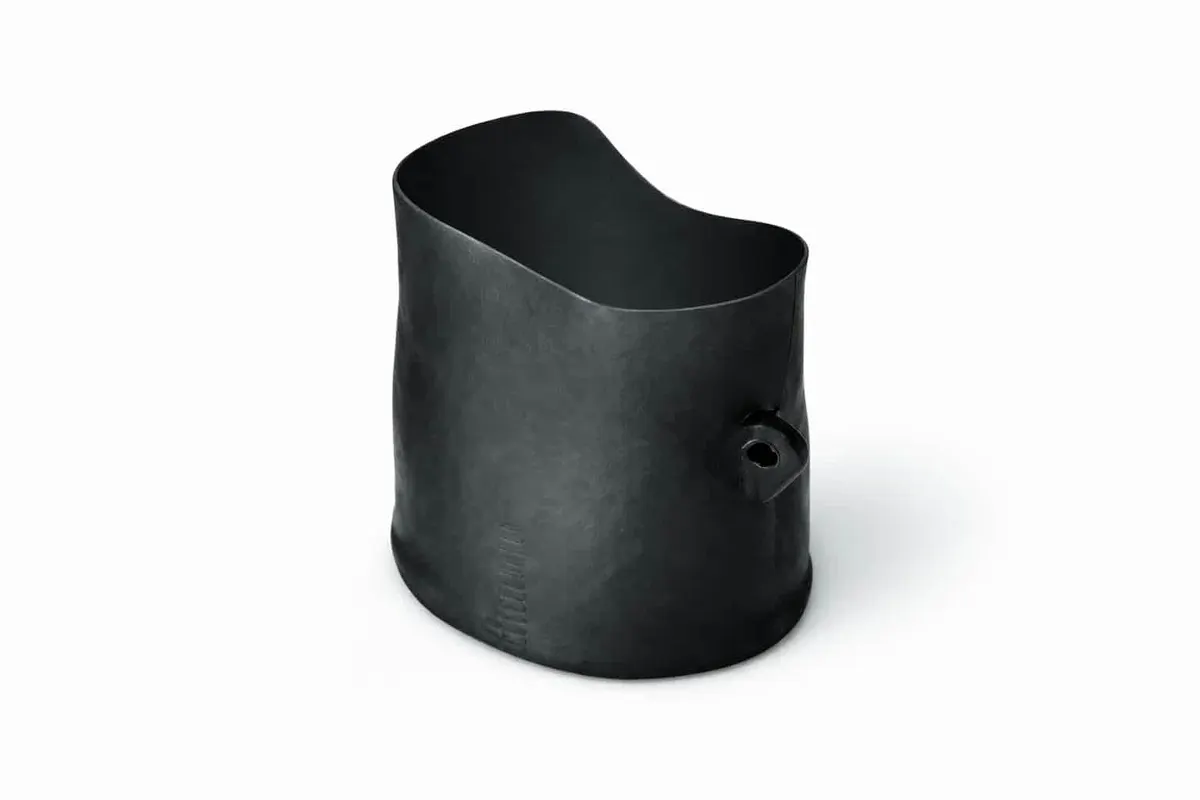 Helashrink 150 series bottle shaped heat shrink molded shape with rib supplied for use with circular grooved adaptors