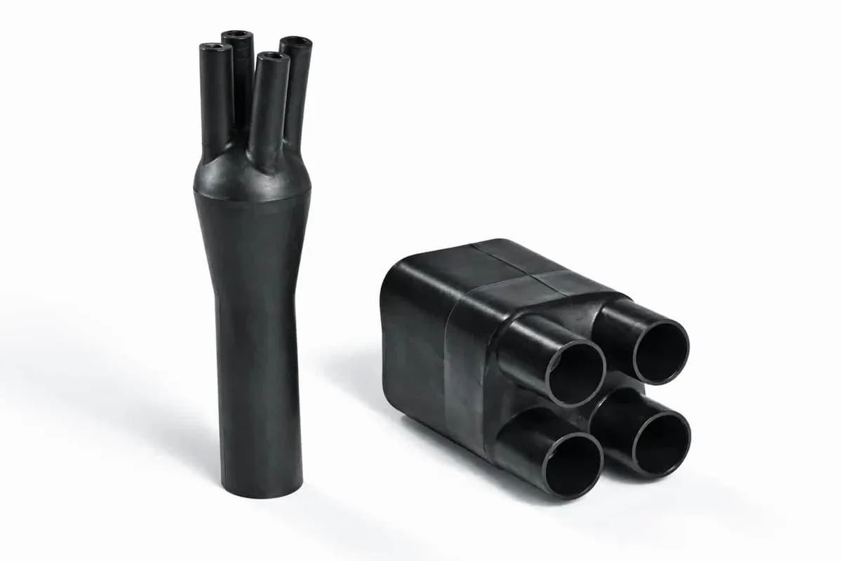 Helashrink 400 4-way outlet heat shrink shape VG style for harness transitions, strain relief