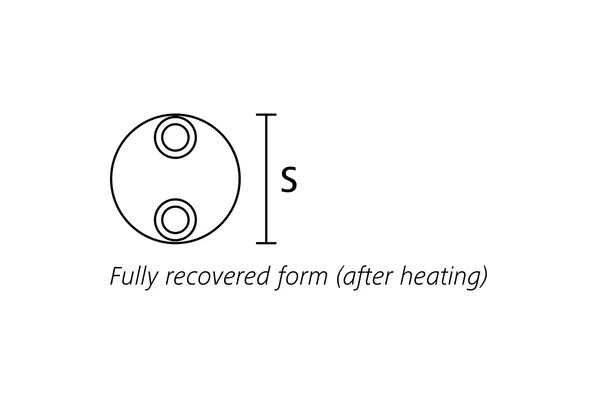 Technical drawing showing the end view of a fully recovered two way heat shrink outlet breakout boot