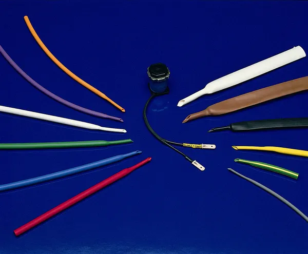 WS201 irradiated PVC heat shrink tubing in assorted colors demonstrating flexible, flame-retardant insulation for wire protection